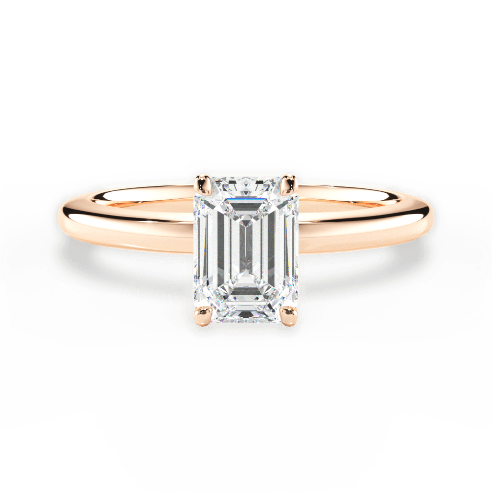 Cara Emerald Cut Lab Grown Diamond 18Kt Rose Gold Engagement Ring