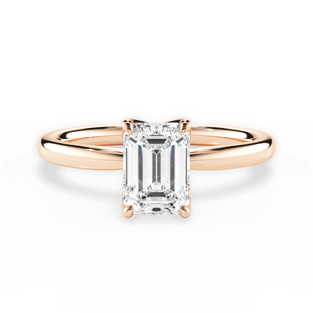 Abigail Emerald Cut Lab Grown Diamond 18Kt Rose Gold Engagement Ring