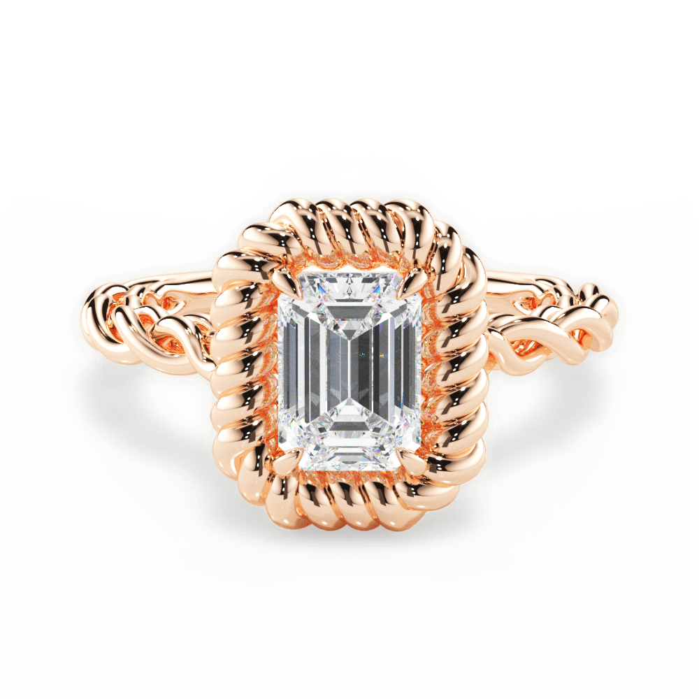 Belinda Emerald Cut Lab Grown Diamond 18Kt Rose Gold Engagement Ring