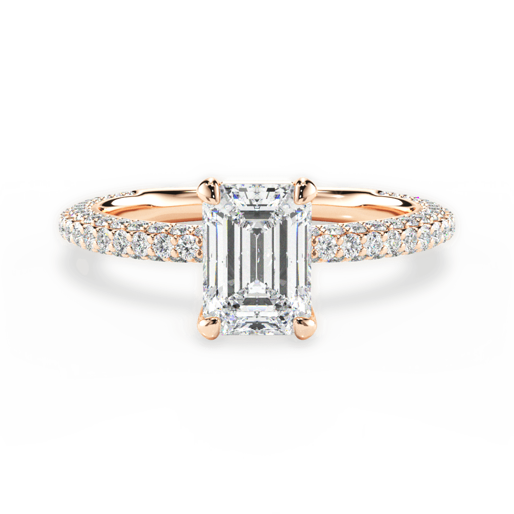 Kristen Emerald Cut Lab Grown Diamond 18Kt Rose Gold Engagement Ring