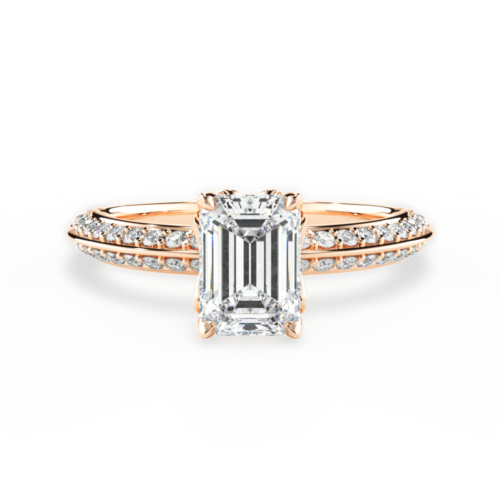 Gail Emerald Cut Lab Grown Diamond 18Kt Rose Gold Engagement Ring
