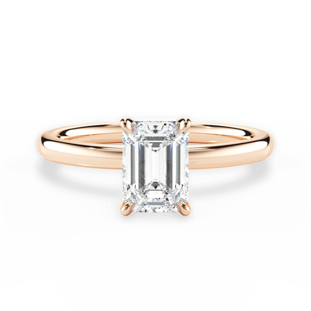 Angela Emerald Cut Lab Grown Diamond 18Kt Rose Gold Engagement Ring