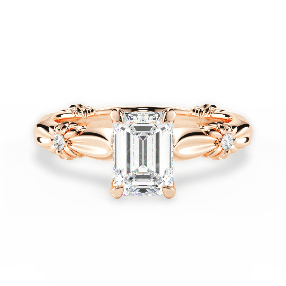 Claire Emerald Cut Lab Grown Diamond 18Kt Rose Gold Engagement Ring