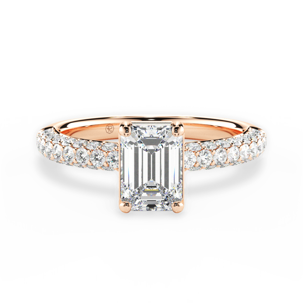 Kylie Emerald Cut Lab Grown Diamond 18Kt Rose Gold Engagement Ring