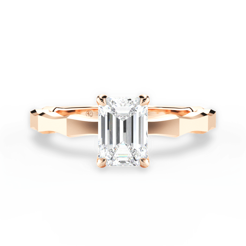 Aaliyah Emerald Cut Lab Grown Diamond 18Kt Rose Gold Engagement Ring