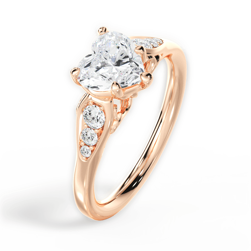 Cecilia Heart Cut Lab Grown Diamond 18Kt Rose Gold Engagement Ring - View 3