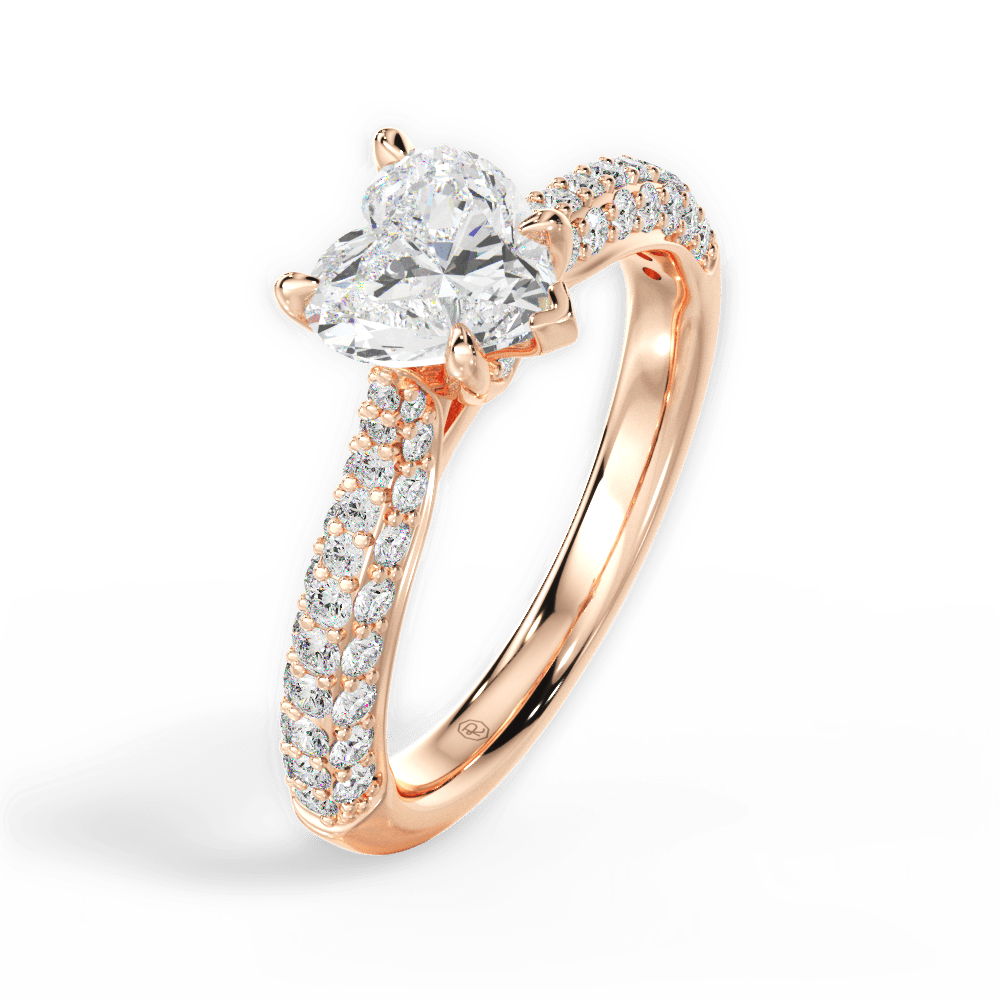 Kira Heart Cut Lab Grown Diamond 18Kt Rose Gold Engagement Ring - View 2