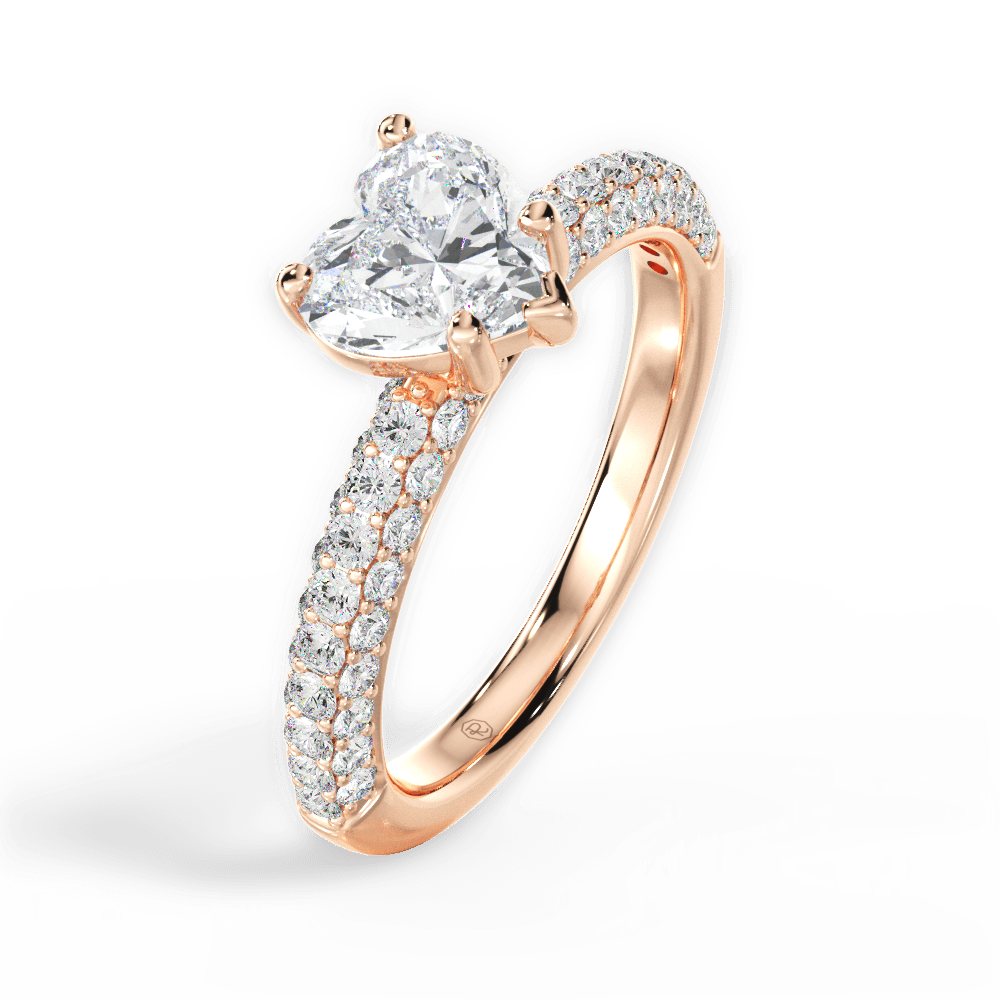 Kylie Heart Cut Lab Grown Diamond 18Kt Rose Gold Engagement Ring - View 4
