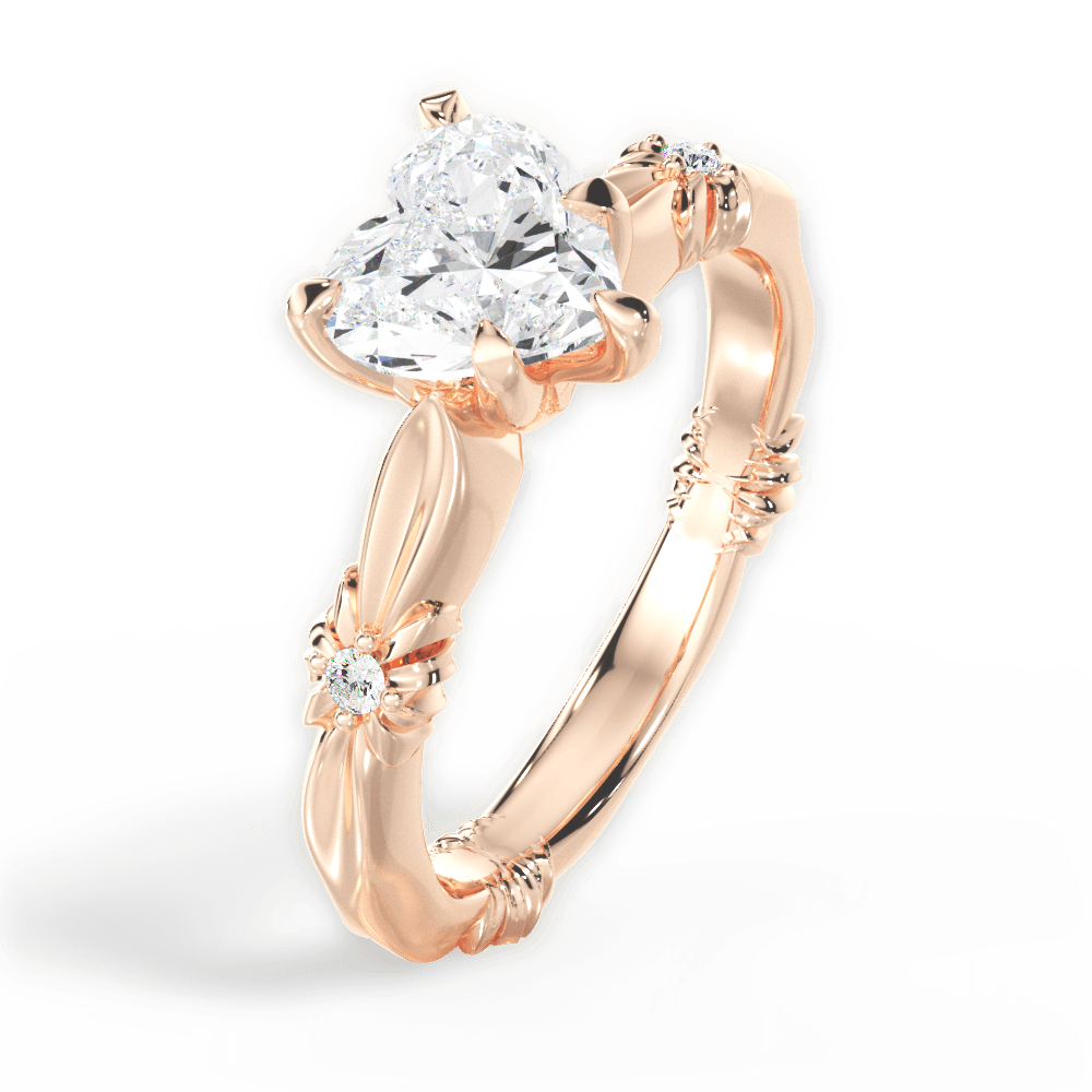 Claire Heart Cut Lab Grown Diamond 18Kt Rose Gold Engagement Ring - View 2