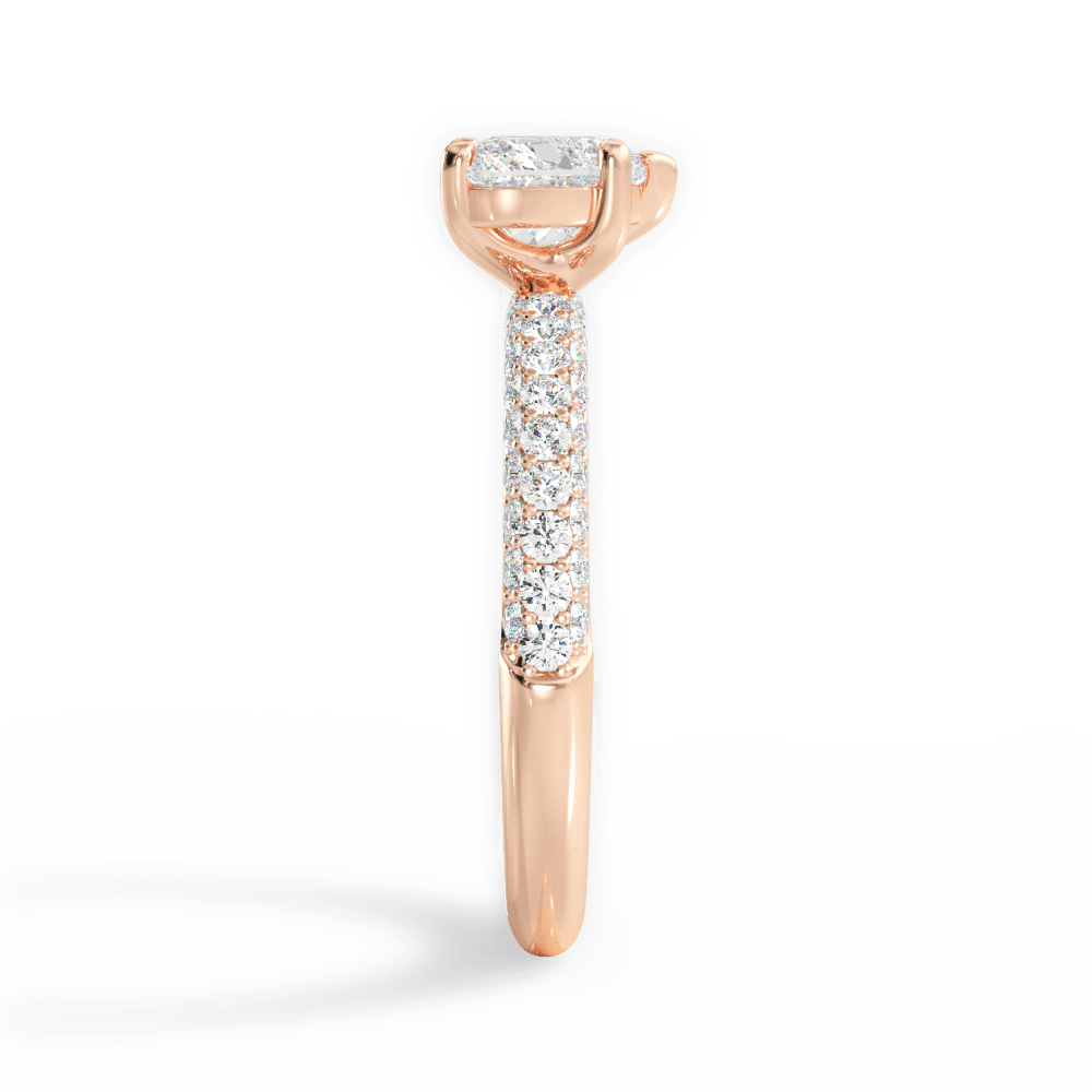 Kylie Heart Cut Lab Grown Diamond 18Kt Rose Gold Engagement Ring - View 3
