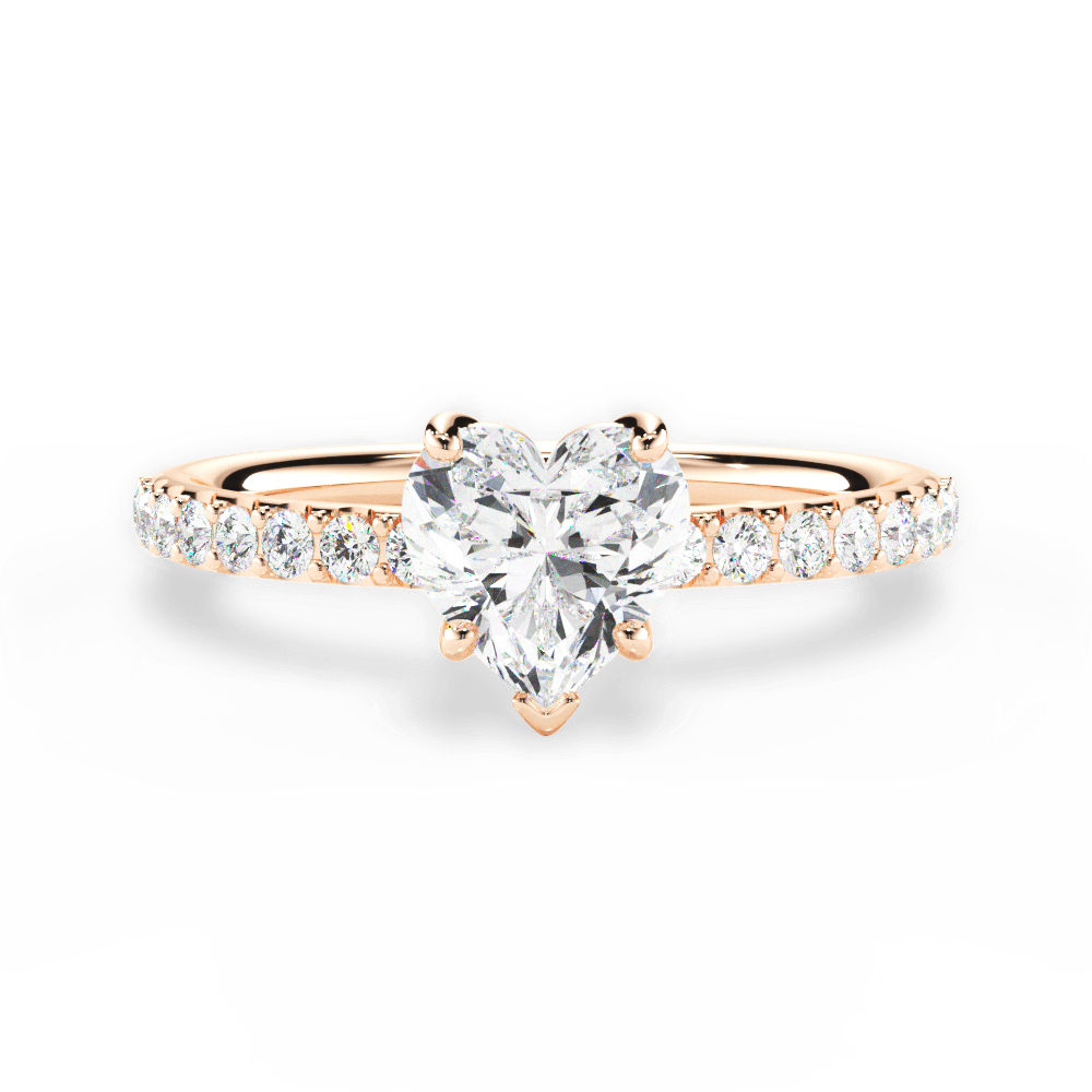 Elsie Heart Cut Lab Grown Diamond 18Kt Rose Gold Engagement Ring