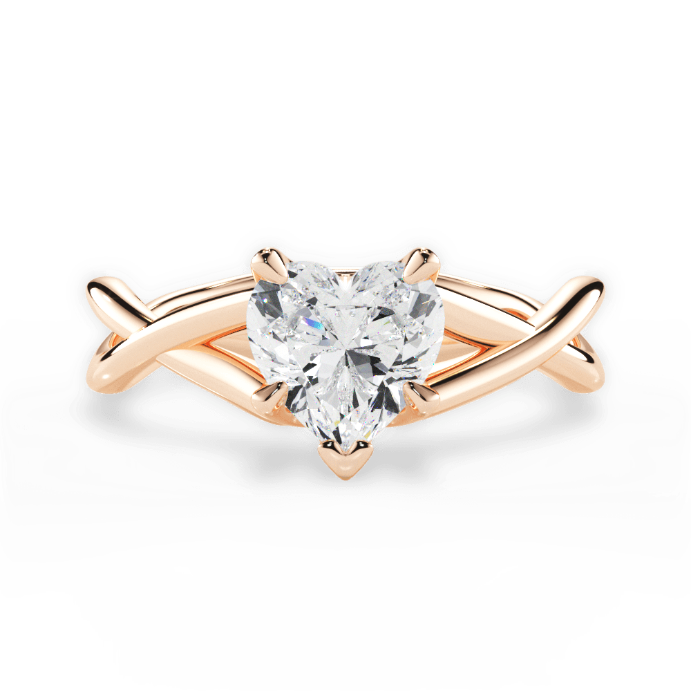 Aubrey Heart Cut Lab Grown Diamond 18Kt Rose Gold Engagement Ring