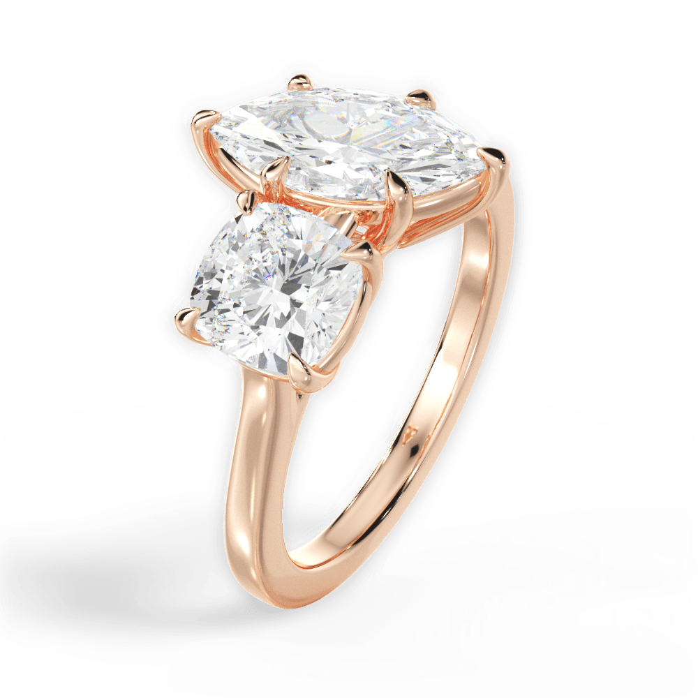 Ellen Marquise Cut Lab Grown Diamond 18Kt Rose Gold Engagement Ring - View 4