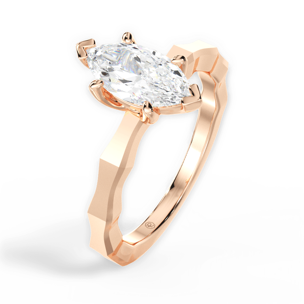 Aaliyah Marquise Cut Lab Grown Diamond 18Kt Rose Gold Engagement Ring - View 4