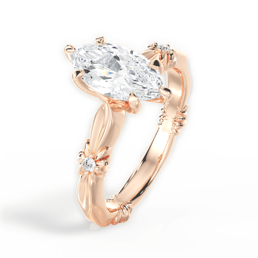 Claire Marquise Cut Lab Grown Diamond 18Kt Rose Gold Engagement Ring - View 2