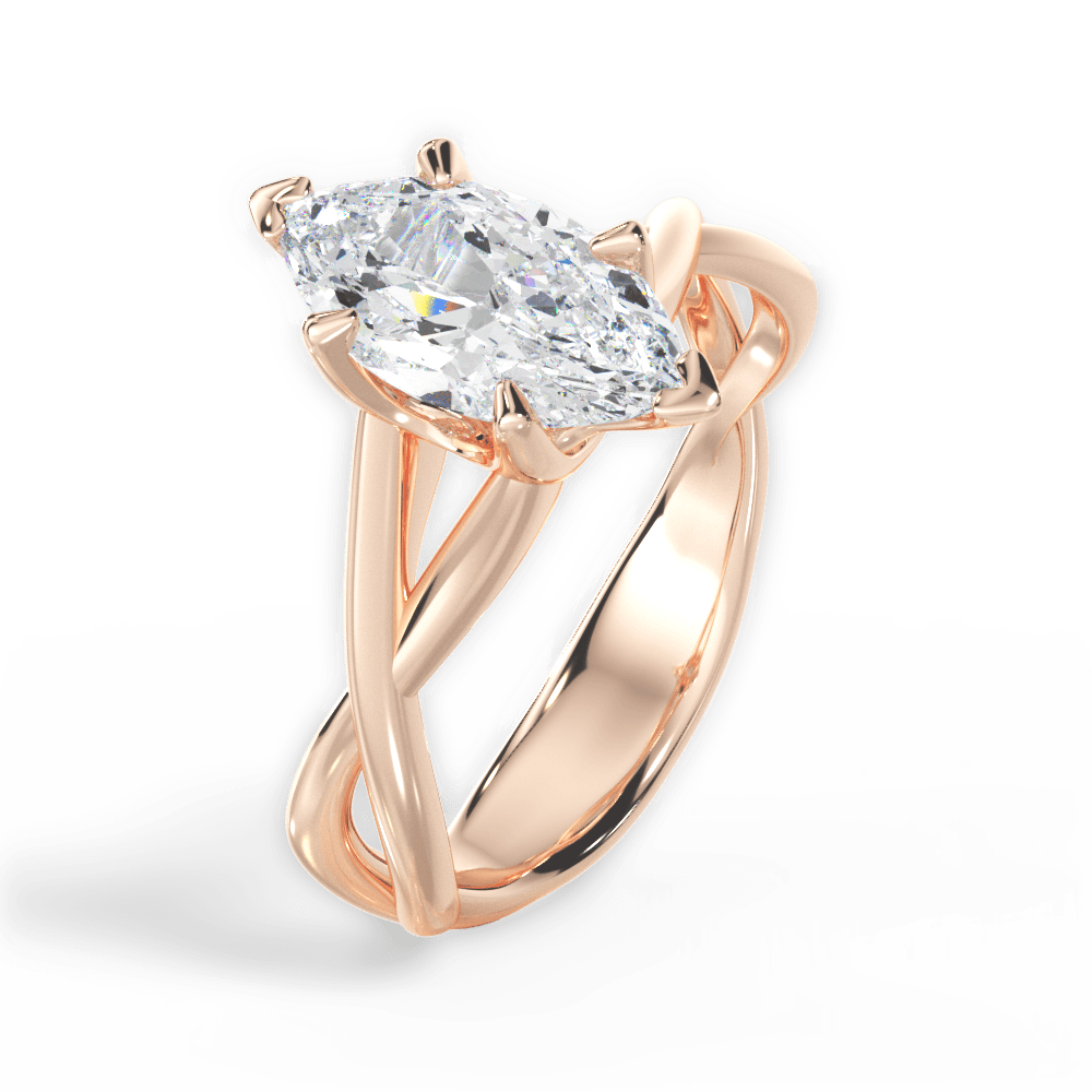 Aubrey Marquise Cut Lab Grown Diamond 18Kt Rose Gold Engagement Ring - View 4