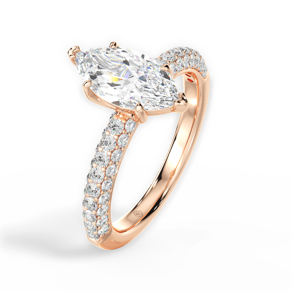 Kylie Marquise Cut Lab Grown Diamond 18Kt Rose Gold Engagement Ring - View 2