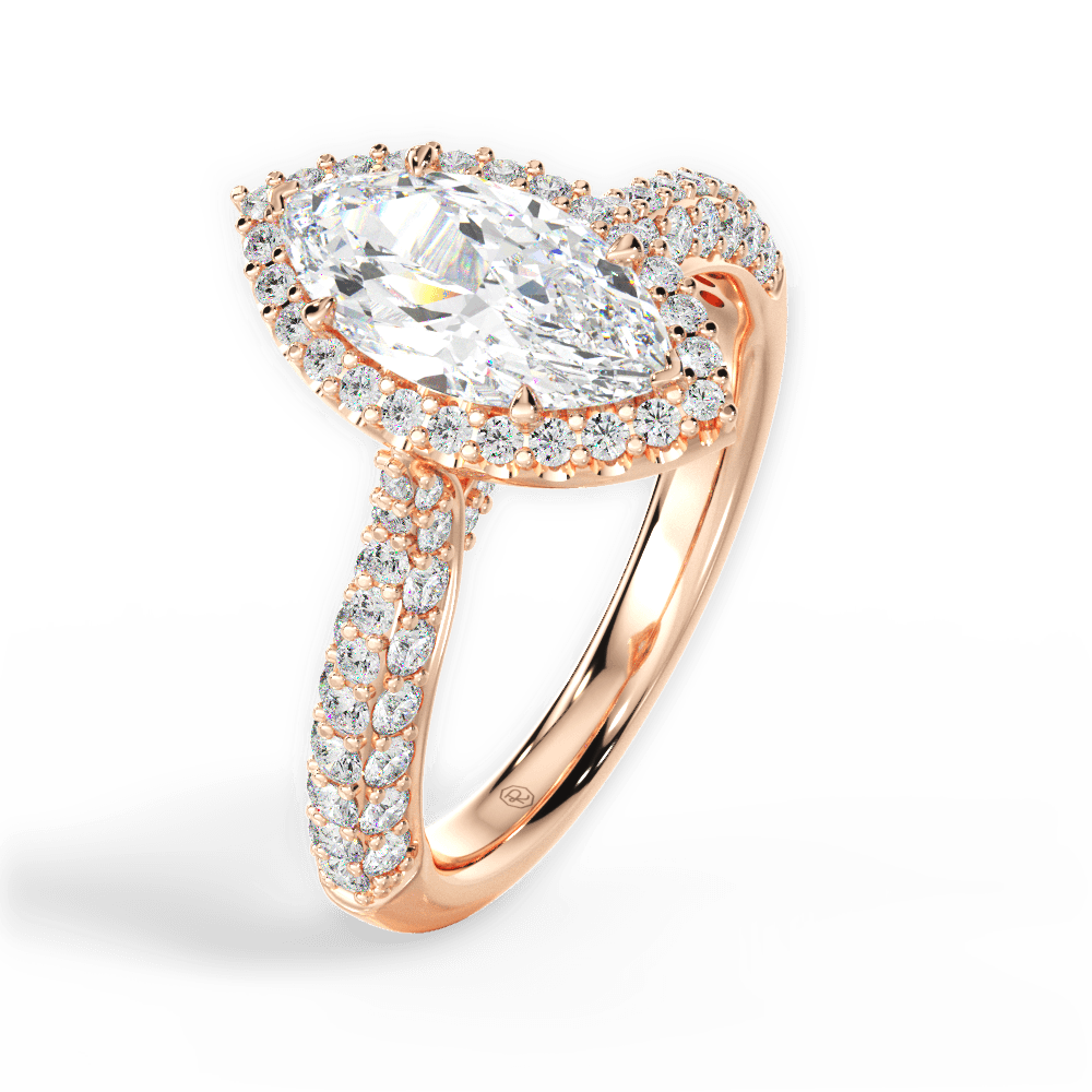 Lucy Marquise Cut Lab Grown Diamond 18Kt Rose Gold Engagement Ring - View 2