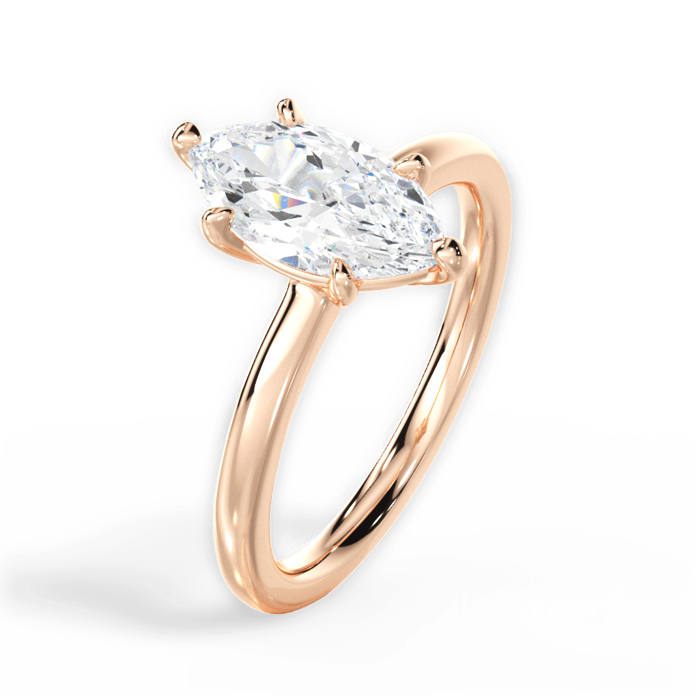 Angela Marquise Cut Lab Grown Diamond 18Kt Rose Gold Engagement Ring - View 3