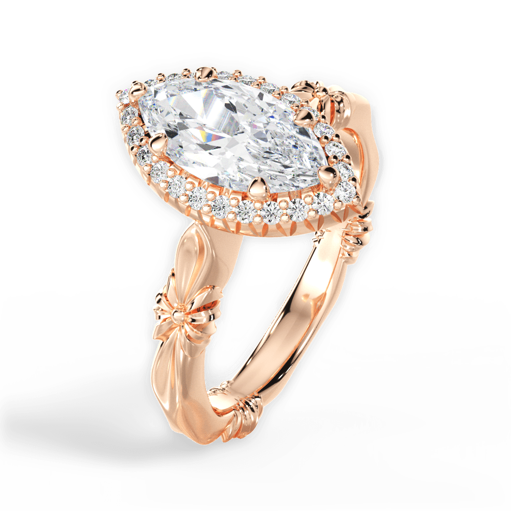 Erica Marquise Cut Lab Grown Diamond 18Kt Rose Gold Engagement Ring - View 4