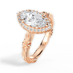 Erica Marquise Cut Lab Grown Diamond 18Kt Rose Gold Engagement Ring - View 4