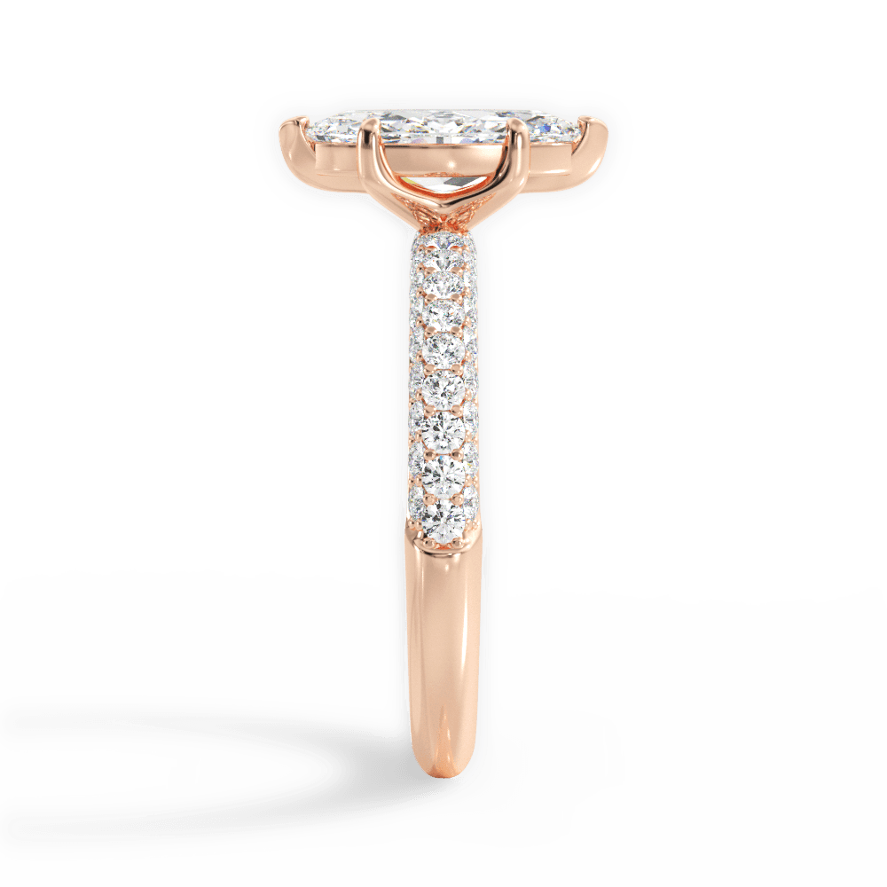 Kylie Marquise Cut Lab Grown Diamond 18Kt Rose Gold Engagement Ring - View 3