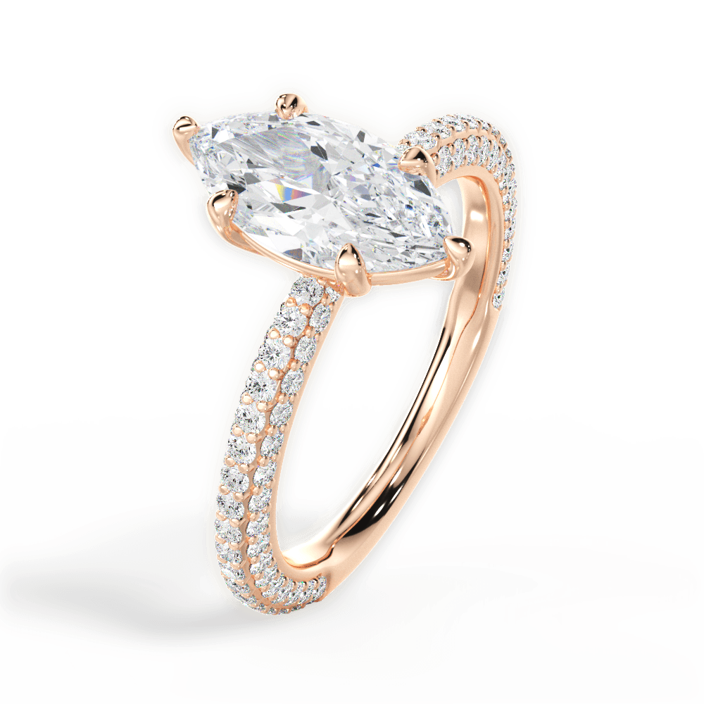 Kristen Marquise Cut Lab Grown Diamond 18Kt Rose Gold Engagement Ring - View 4