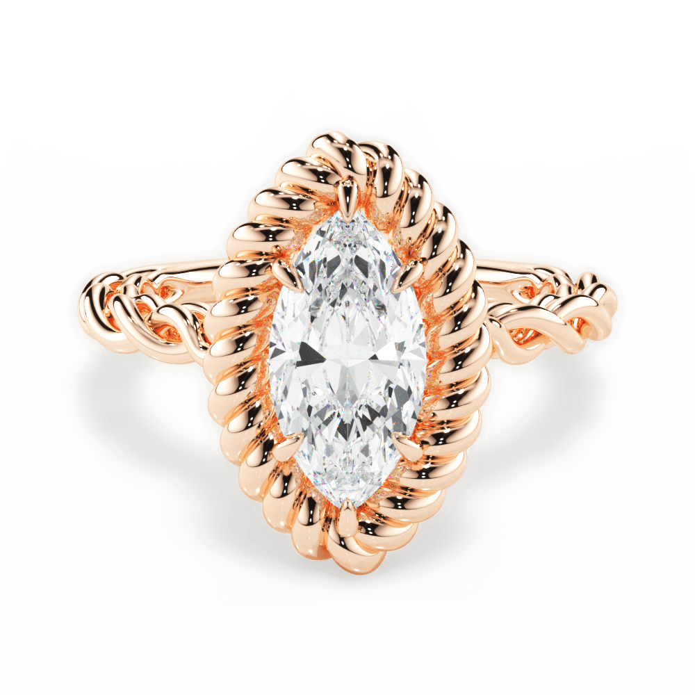 Belinda Marquise Cut Lab Grown Diamond 18Kt Rose Gold Engagement Ring