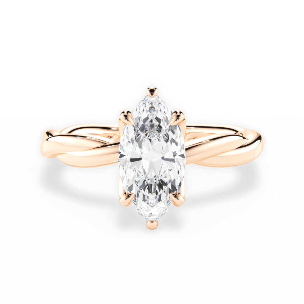Bianca Marquise Cut Lab Grown Diamond 18Kt Rose Gold Engagement Ring
