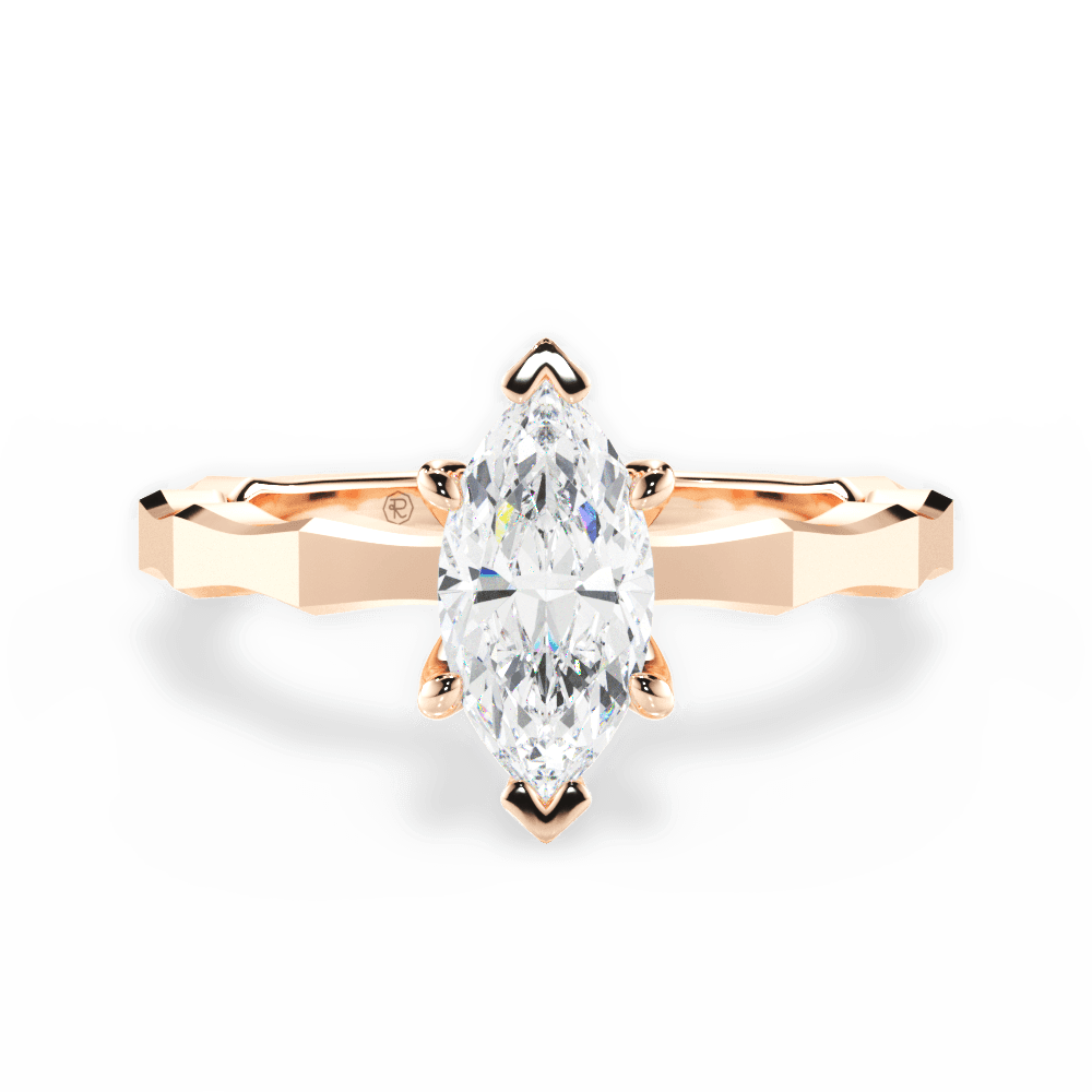 Aaliyah Marquise Cut Lab Grown Diamond 18Kt Rose Gold Engagement Ring