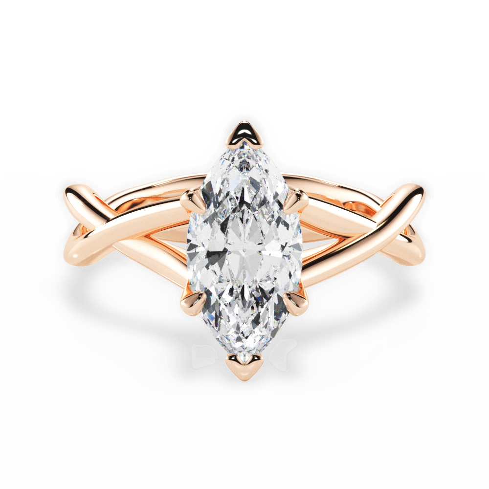 Aubrey Marquise Cut Lab Grown Diamond 18Kt Rose Gold Engagement Ring