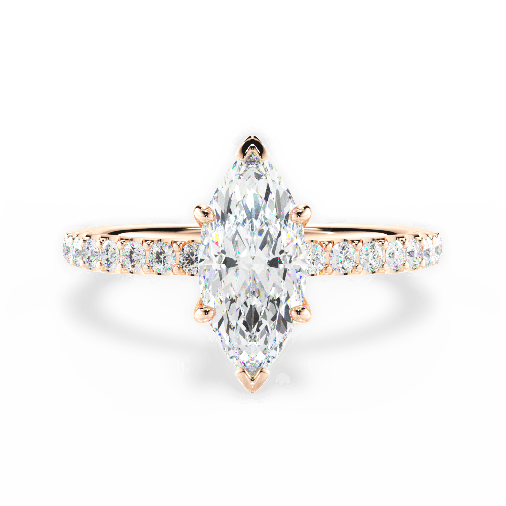 Elsie Marquise Cut Lab Grown Diamond 18Kt Rose Gold Engagement Ring