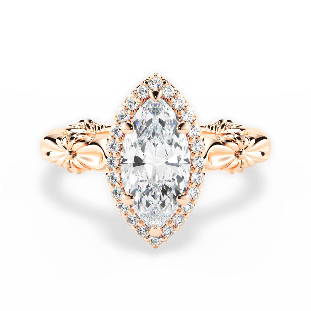 Erica Marquise Cut Lab Grown Diamond 18Kt Rose Gold Engagement Ring