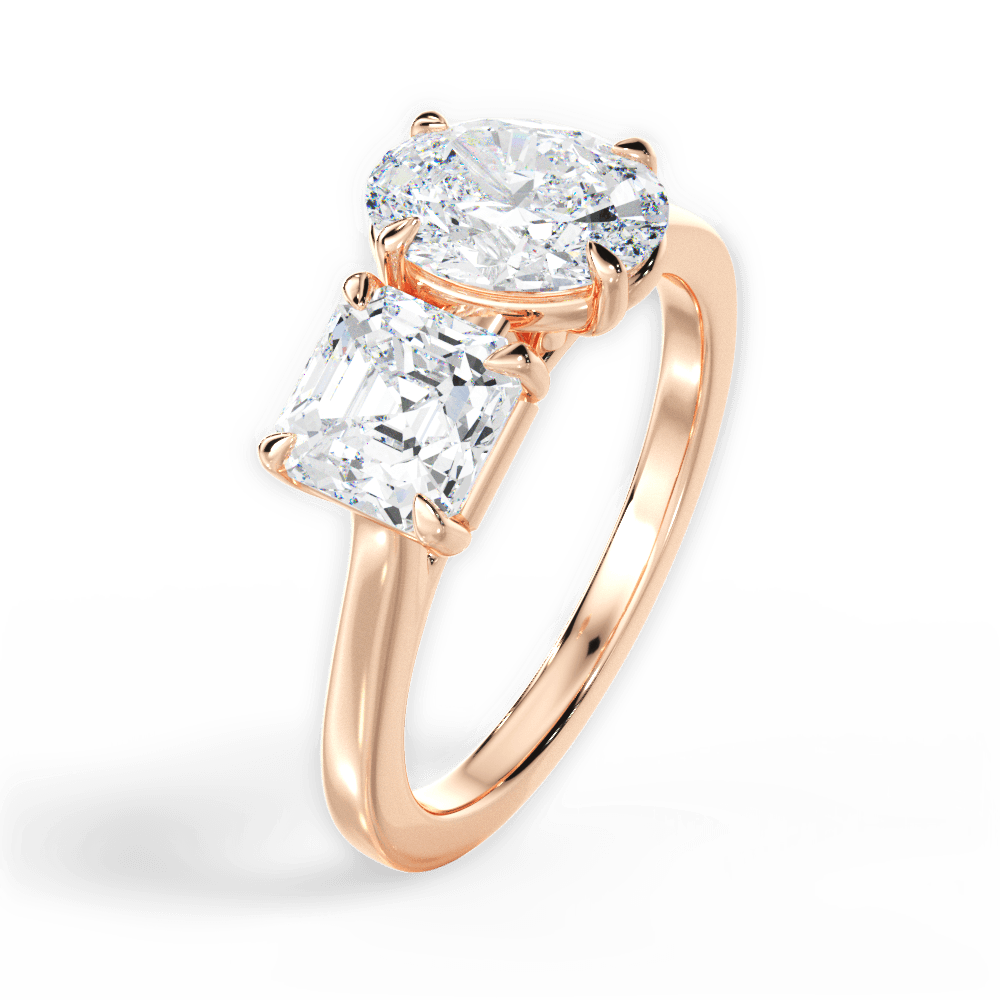 Leticia Oval Cut Lab Grown Diamond 18Kt Rose Gold Engagement Ring - View 3