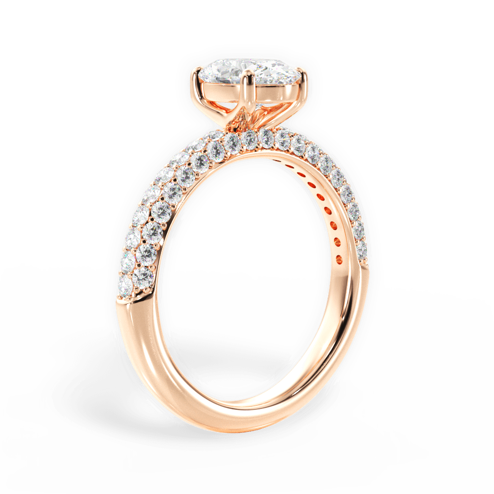 Kylie Oval Cut Lab Grown Diamond 18Kt Rose Gold Engagement Ring - View 3