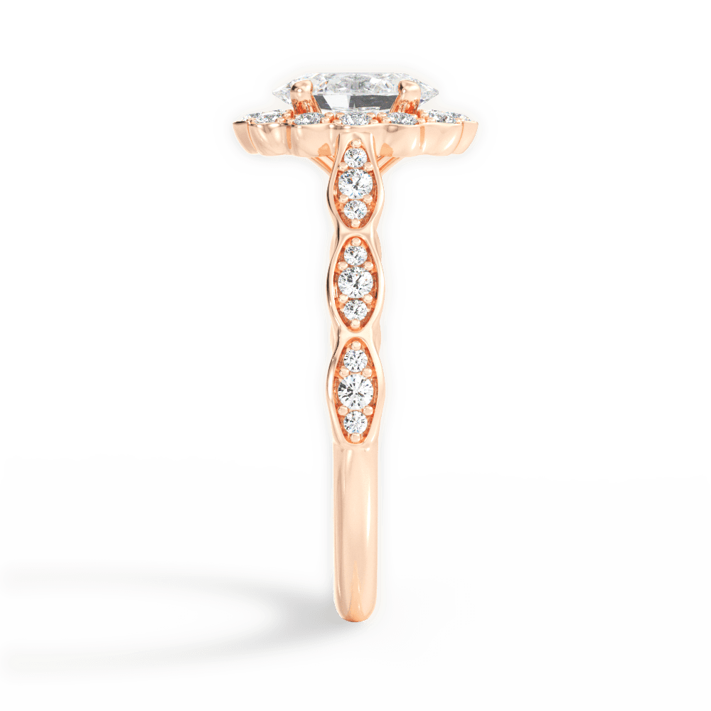 Jane Oval Cut Lab Grown Diamond 18Kt Rose Gold Engagement Ring - View 4