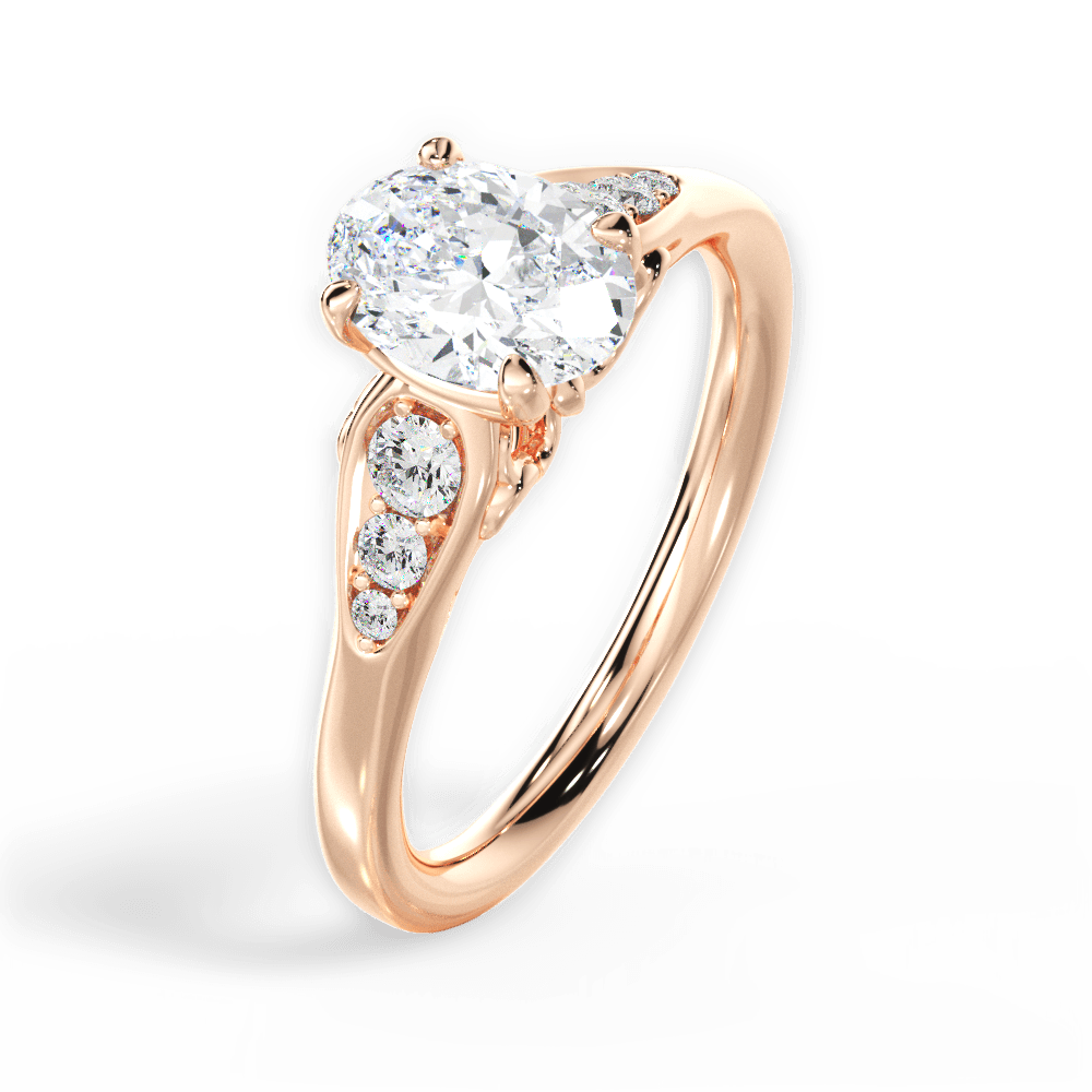 Cecilia Oval Cut Lab Grown Diamond 18Kt Rose Gold Engagement Ring - View 3