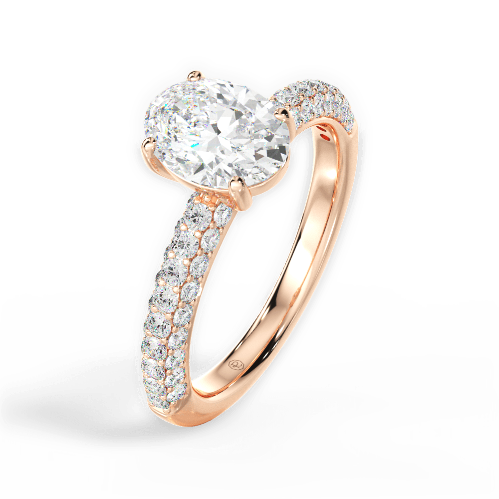 Kylie Oval Cut Lab Grown Diamond 18Kt Rose Gold Engagement Ring - View 4