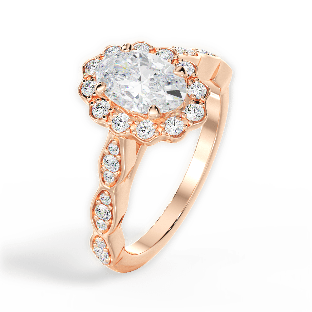 Jane Oval Cut Lab Grown Diamond 18Kt Rose Gold Engagement Ring - View 3