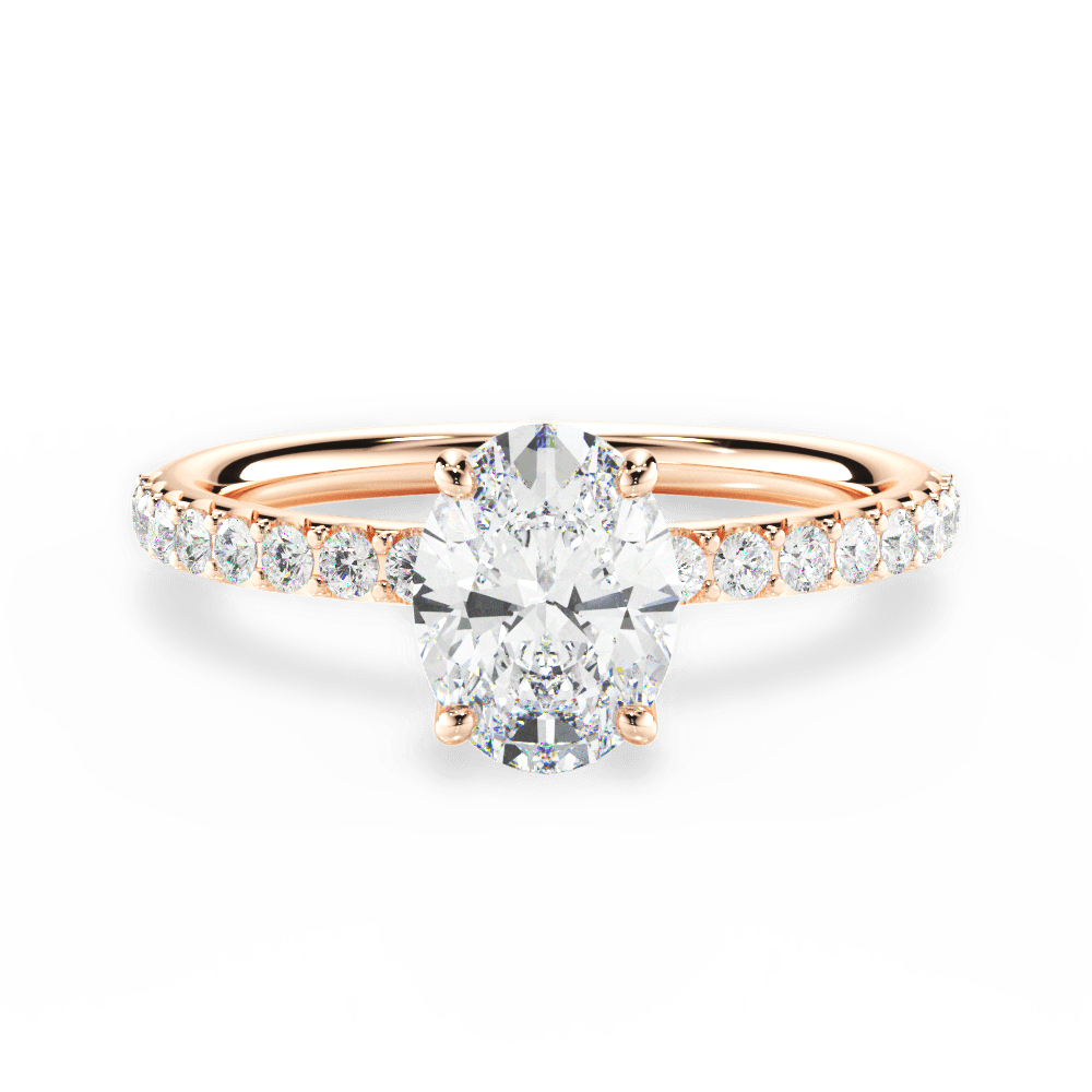 Elsie Oval Cut Lab Grown Diamond 18Kt Rose Gold Engagement Ring