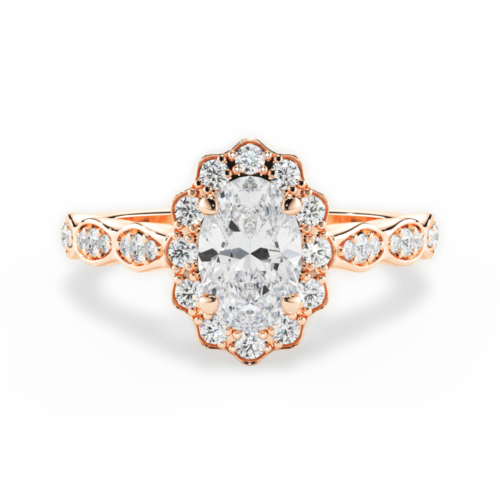 Jane Oval Cut Lab Grown Diamond 18Kt Rose Gold Engagement Ring
