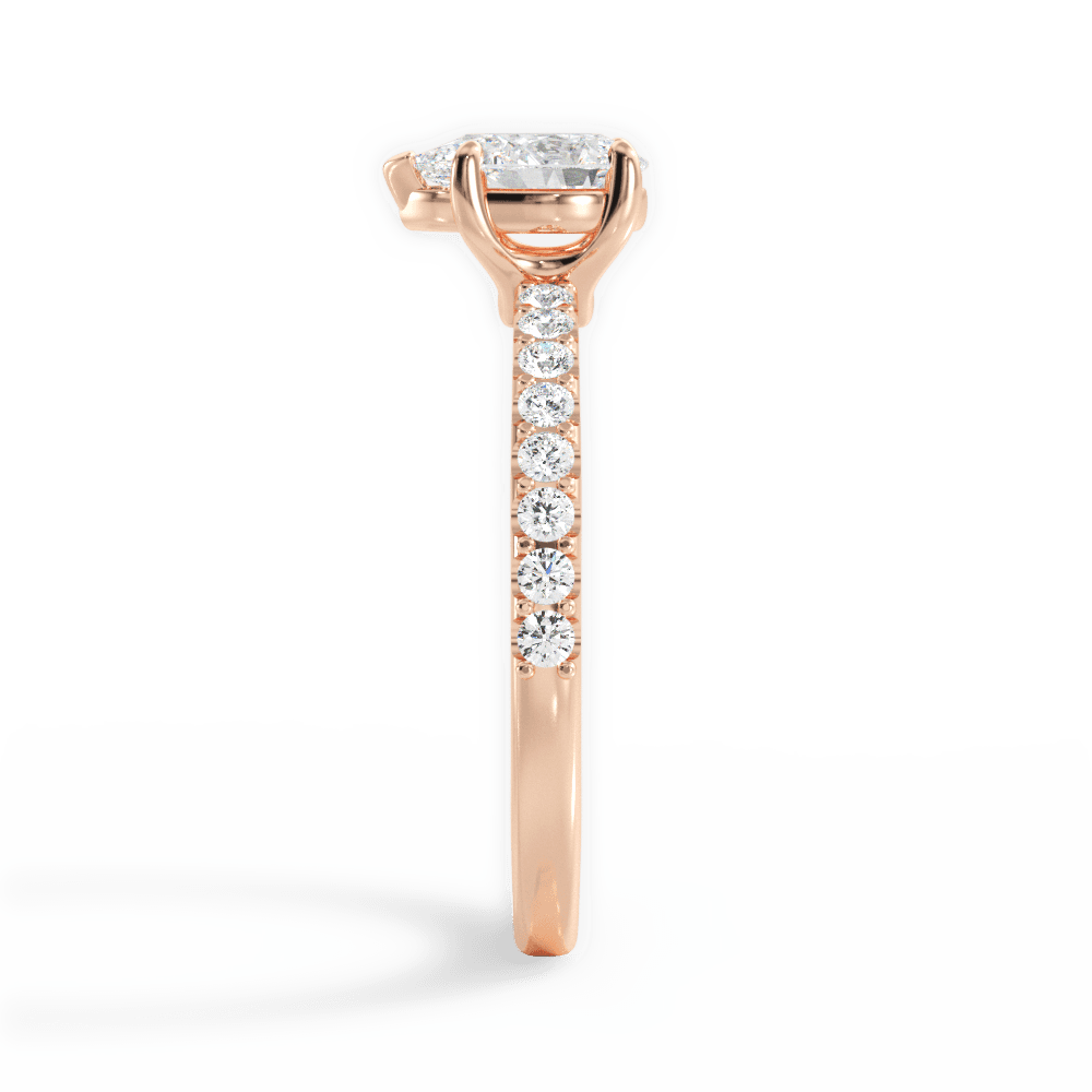 Elsie Pear Cut Lab Grown Diamond 18Kt Rose Gold Engagement Ring - View 3