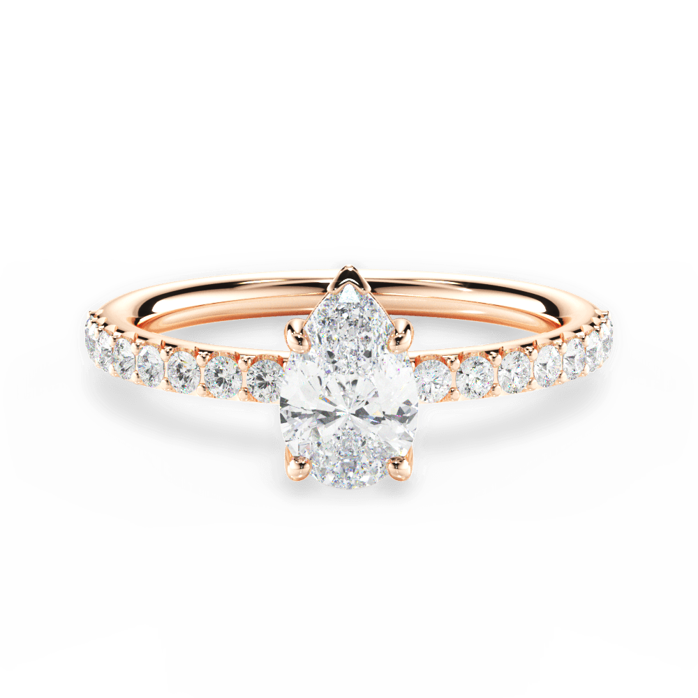 Elsie Pear Cut Lab Grown Diamond 18Kt Rose Gold Engagement Ring