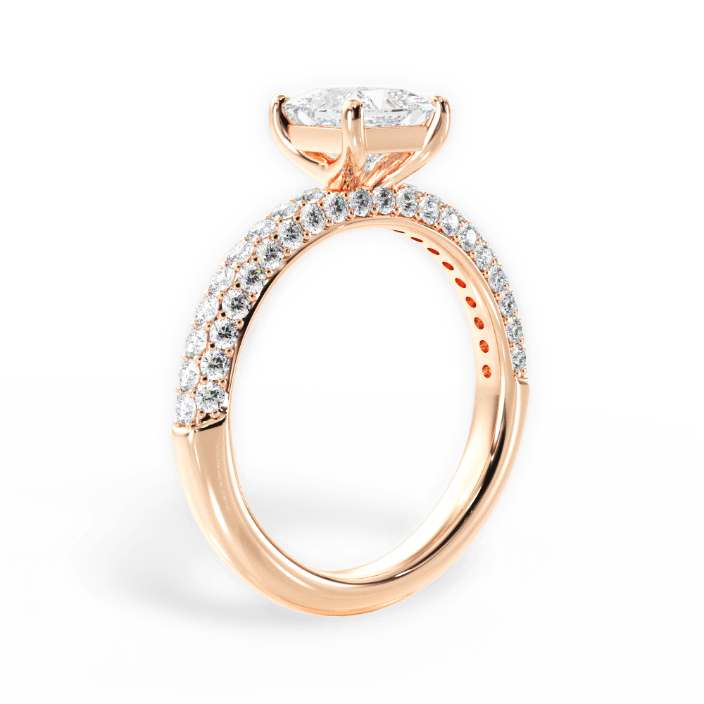Kylie Princess Cut Lab Grown Diamond 18Kt Rose Gold Engagement Ring - View 2
