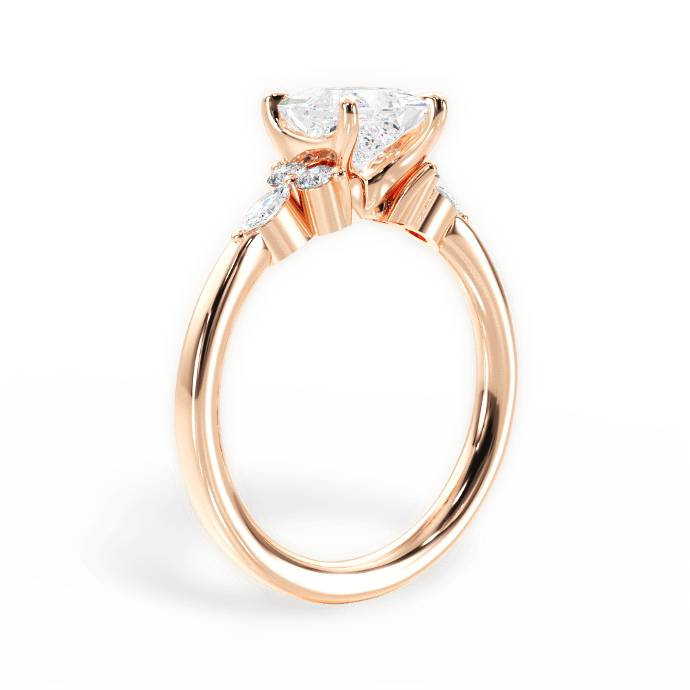 Cynthia Princess Cut Lab Grown Diamond 18Kt Rose Gold Engagement Ring - View 3