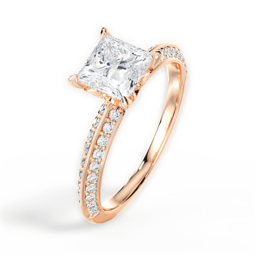 Gail Princess Cut Lab Grown Diamond 18Kt Rose Gold Engagement Ring - View 3