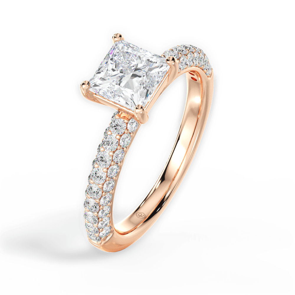 Kylie Princess Cut Lab Grown Diamond 18Kt Rose Gold Engagement Ring - View 3