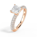 Kylie Princess Cut Lab Grown Diamond 18Kt Rose Gold Engagement Ring - View 3