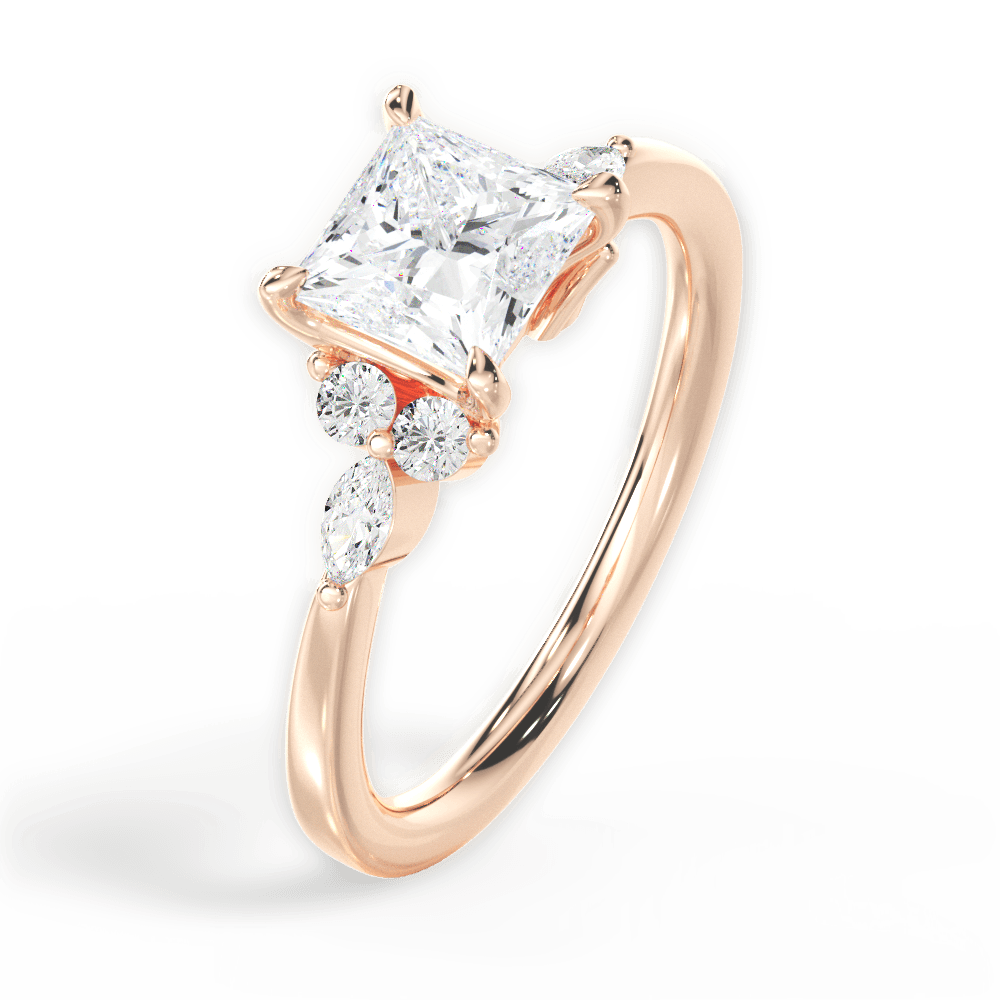 Cynthia Princess Cut Lab Grown Diamond 18Kt Rose Gold Engagement Ring - View 4