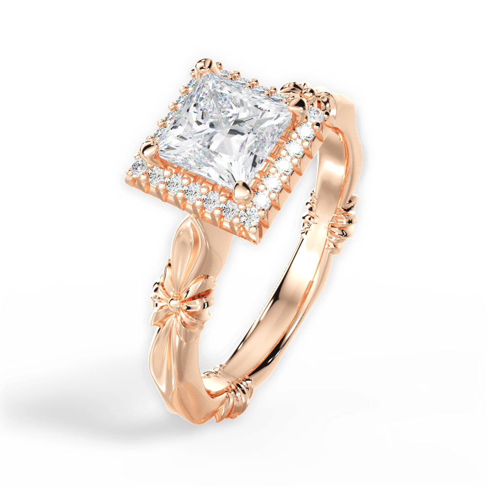 Erica Princess Cut Lab Grown Diamond 18Kt Rose Gold Engagement Ring - View 2